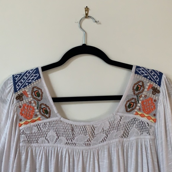 Free People Size M (US) Hand Embroidered Lace and Stretch Jersey Blouse - Picture 9 of 14